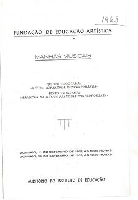 Manhãs Musicais da Fundação de Educação Artística - 29/09/1963