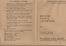 Fundação Palácio das Artes. Música para Juventude 101. Sergio Magnani piano, Rosie Farrow Soprano...