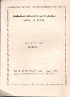 Fundação Universidade Mineira de Arte. Escola de Música. Recital de Piano. Concerto das alunas da...