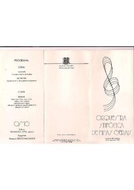 Orquestra Sinfônica de Minas Gerais. Concerto de Abertura da Temporada 1980. Solista Fernando Lopes (piano). Regente Maestro Sergio Magnani. Palácio das Artes.