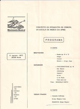 Auditório da Escola de Música da UFMG. Concerto da Orquestra de Câmara da Escola de Música da UFM...