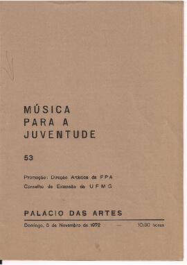 Música para a Juventude 53. Palácio das Artes. Orquestra Sinfônica da Universidade Federal de Minas Gerais. Solista: Salvador Villa. Narrador: Joaquim Costa. Regente: Sérgio Magnani.