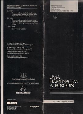 Temporada de 1987. Concerto Sinfônico VIII. Grande Teatro do Palácio das Artes. Orquestra Sinfôni...