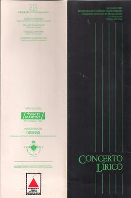 Temporada de 1989. Coral Lírico. Palácio das Artes. Orquestra Sinfônica de Minas Gerais. Coral Lí...