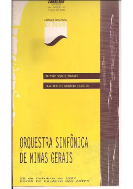 Concertos para Belo Horizonte. Foyer do Palácio das Artes. Mozart:  Concerto para Clarinete e orquestra e Brahms: Sinfonia nº 1. Orquestra Sinfônica de Minas Gerais. Solista: Maurício Loureiro. Regente: Sérgio Magnani.