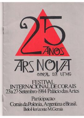 Festival Internacional de Corais; 25 Anos do Ars Nova. Coral da Universidade Federal de Minas Gerais. Palácio das Artes. Corais da Polônia, Argentina e Brasil. Belo Horizonte/MG.