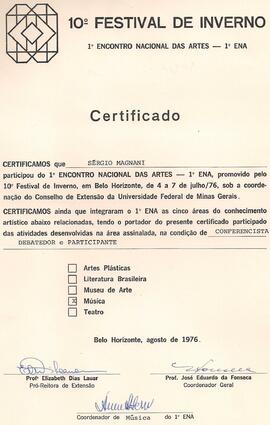 Certificado de participação como conferencista e debatedor  na área de Música no 10º Festival de ...