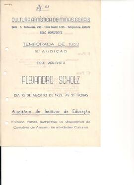 Cultura Artística de Minas Gerais. Temporada de 1953, 16ª Audição.  Sergio Magnani piano, Alejand...