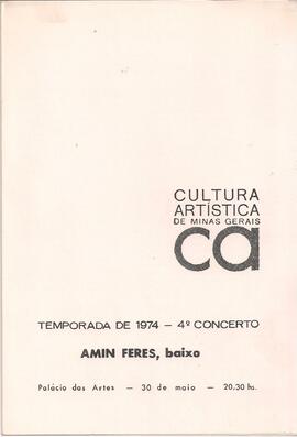 Cultura Artística de Minas Gerais. Temporada de 1974 - 4º Concerto. Sergio Magnani ao piano e Ami...