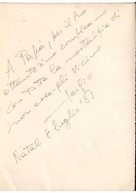 Sergio Magnani ao piano, dedicatória no verso para seu pai. Natal, RN.