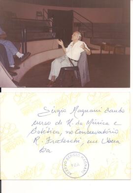 Sergio Magnani no Conservatório R. Frateschi, Uberaba. Curso de História da Música e Estética