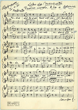 Padre Nosso, Ave e Glória - Partes de coro e instrumentos