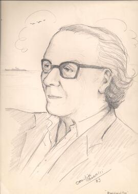 Sergio Magnani, desenho à lápis de autoria de Cecilia Liberalli. 1989.