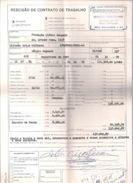 Rescisão de contrato de trabalho da Fundação Clóvis Salgado em que consta sua admissão em 01/10/1...